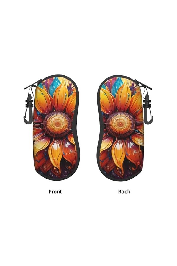 Belle fleur arc-en-ciel bohème art abstrait lumineux étui à lunettes souple pour femmes hommes étui à lunettes de soleil port