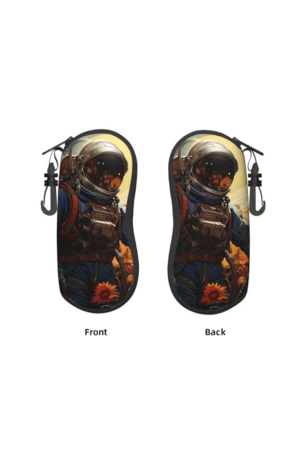 Étui souple pour lunettes de soleil astronaute, tournesol, fleur, lune, beau étui à lunettes pour homme et femme, portable à 