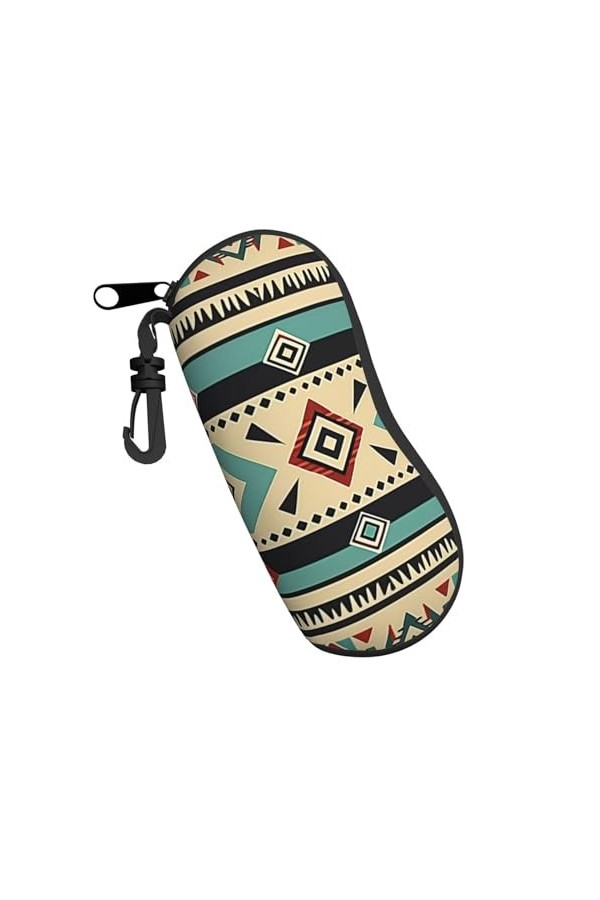 Native Southwest Triangle Géométrique Vintage Lunettes Étui Souple pour Femmes Hommes Portable Fermeture Éclair Étui à Lunett