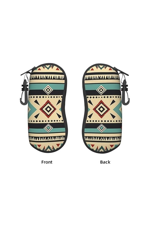 Native Southwest Triangle Géométrique Vintage Lunettes Étui Souple pour Femmes Hommes Portable Fermeture Éclair Étui à Lunett