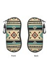Native Southwest Triangle Géométrique Vintage Lunettes Étui Souple pour Femmes Hommes Portable Fermeture Éclair Étui à Lunett