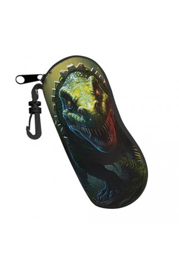 Dino Forest Jurassic Étui souple pour lunettes de soleil pour homme et femme avec fermeture éclair Vert, Noir , taille unique