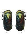 Dino Forest Jurassic Étui souple pour lunettes de soleil pour homme et femme avec fermeture éclair Vert, Noir , taille unique