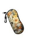 Étui à lunettes souple avec clip pour femme et homme Motif floral tropical Jaune clair Gris, Noir , taille unique