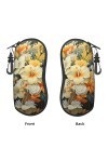 Étui à lunettes souple avec clip pour femme et homme Motif floral tropical Jaune clair Gris, Noir , taille unique