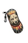 Bear Southwestern Feather Étui à lunettes de soleil vintage pour homme et femme avec fermeture éclair, Noir , taille unique