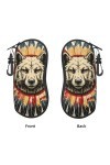 Bear Southwestern Feather Étui à lunettes de soleil vintage pour homme et femme avec fermeture éclair, Noir , taille unique