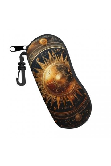 Sacred Geometry Sun Mystery Étui souple pour lunettes de soleil pour homme et femme Portable Fermeture éclair Sac de sécurité