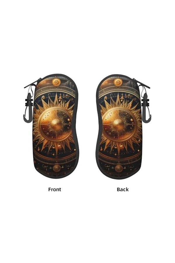 Sacred Geometry Sun Mystery Étui souple pour lunettes de soleil pour homme et femme Portable Fermeture éclair Sac de sécurité