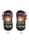 Sun Sea Boho Rainbow Art Abstrait Beau étui à lunettes souple pour homme et femme Portable Fermeture éclair Étui de sécurité 