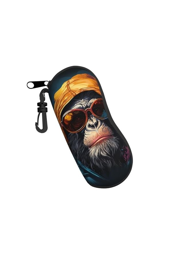 Étui à lunettes coloré avec fermeture éclair et clip - Pour homme et femme, Noir , taille unique