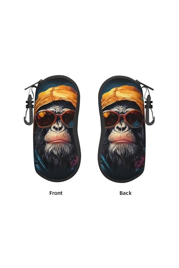 Étui à lunettes coloré avec fermeture éclair et clip - Pour homme et femme, Noir , taille unique