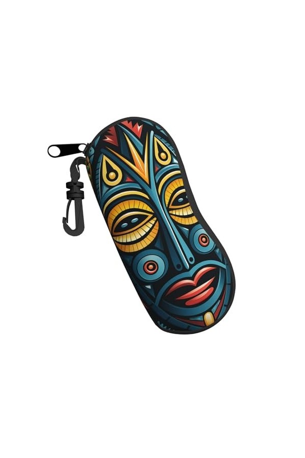 Masque tribal indigène abstrait art vintage étui souple pour femmes hommes portable fermeture éclair étui à lunettes de solei