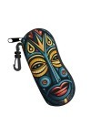 Masque tribal indigène abstrait art vintage étui souple pour femmes hommes portable fermeture éclair étui à lunettes de solei