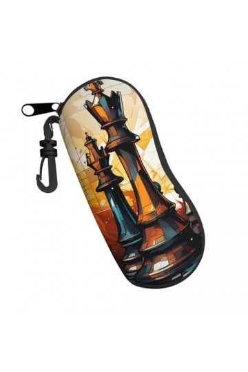 Étui souple pour lunettes de soleil motif échecs géométrique abstrait coloré pour femmes et hommes avec fermeture éclair - Sa