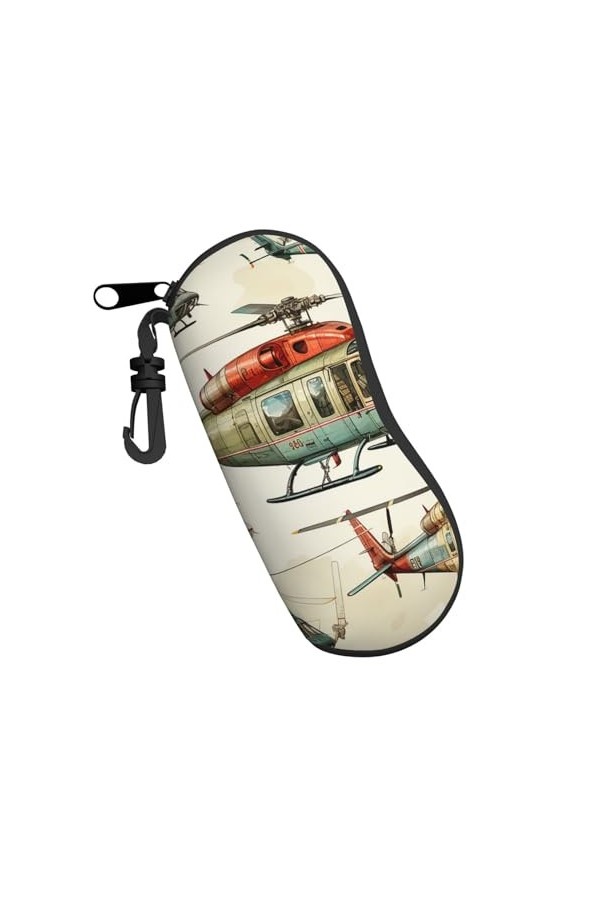 Étui souple pour lunettes de soleil avec fermeture éclair et clip - Style vintage - Pour homme et femme, Noir , taille unique