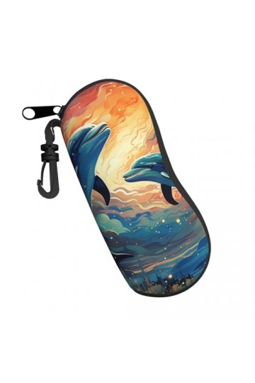 Étui souple avec clip pour lunettes de soleil Motif dauphins ciel étoilé galaxie pour homme et femme, Noir , taille unique