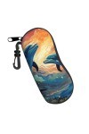Étui souple avec clip pour lunettes de soleil Motif dauphins ciel étoilé galaxie pour homme et femme, Noir , taille unique