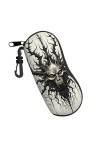 Étui souple avec clip pour lunettes de soleil Motif crâne abstrait Pour homme et femme Avec fermeture éclair, Noir , taille u
