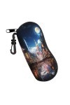 Étui souple pour lunettes de soleil New York Cityscape Night Moon Neon pour homme et femme - Portable - Fermeture éclair - Av