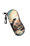 Étui à lunettes souple avec fermeture éclair et clip - Motif dinosaure coloré - Pour homme et femme, Noir , taille unique