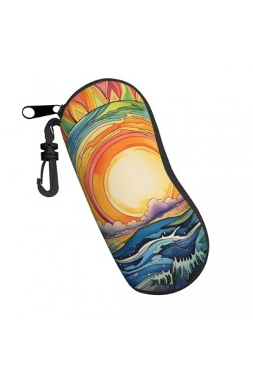 Étui souple avec clip pour lunettes de soleil et tournesol - Style bohème - Pour homme et femme - Portable - Fermeture éclair