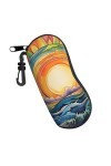 Étui souple avec clip pour lunettes de soleil et tournesol - Style bohème - Pour homme et femme - Portable - Fermeture éclair