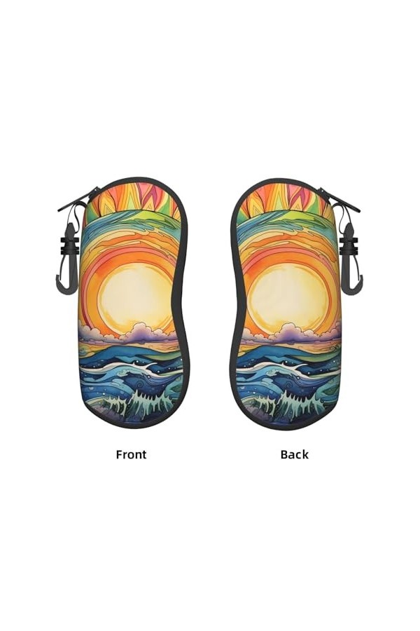 Étui souple avec clip pour lunettes de soleil et tournesol - Style bohème - Pour homme et femme - Portable - Fermeture éclair