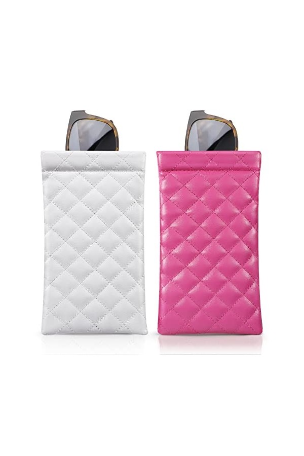 MoKo Sac de Lunettes de Soleil, 2PCS Étui à Lunettes de Poche Portable en Cuir PU, Housse Pochette de Rangement Lunette Soupl