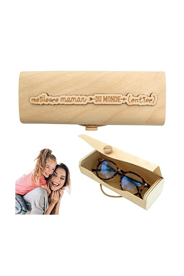 Ernestine - Étui à lunettes maman unique en bois - cadeau fête des mères - cadeau personnalisable femmes tendance - boitier à