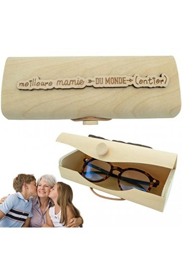 Ernestine - Étui à lunettes mamie unique en bois - cadeau fête des grands mères - cadeau personnalisable femmes tendance - bo