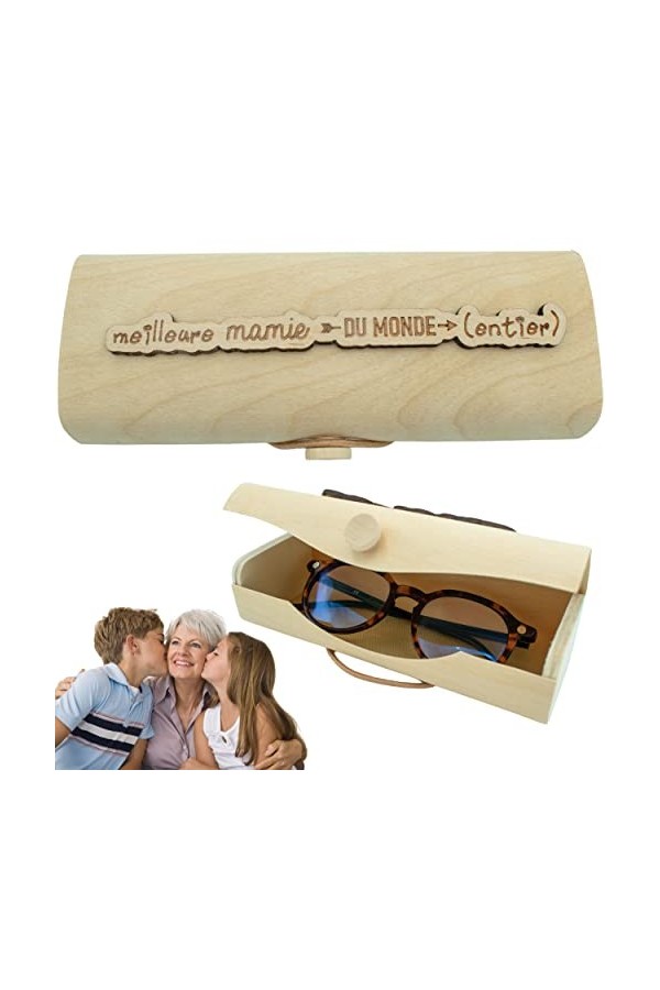 Ernestine - Étui à lunettes mamie unique en bois - cadeau fête des grands mères - cadeau personnalisable femmes tendance - bo