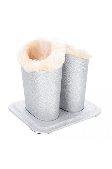 Cabilock Porte-Lunettes Double Porte-Lunettes Doublé De Peluche Étui À Lunettes pour Bureaux Ou Tables De Chevet Cuir À Motif