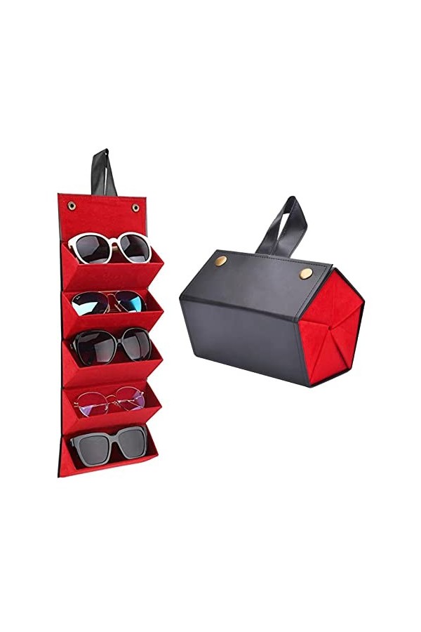 Knowing 5 Fentes Boîte Rangement Lunettes, Portable Pliable Organisateur Lunettes, Pliable Boîte Affichage Lunettes, Plusieur