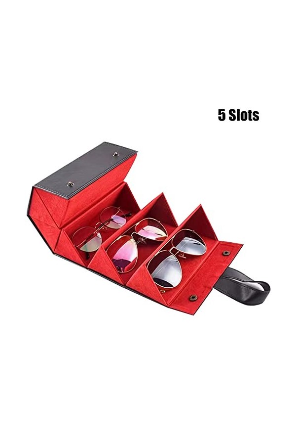 Knowing 5 Fentes Boîte Rangement Lunettes, Portable Pliable Organisateur Lunettes, Pliable Boîte Affichage Lunettes, Plusieur