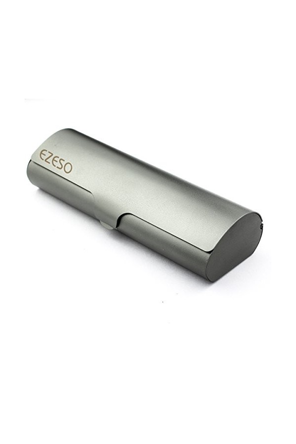 Ezeso Étui rigide à lunettes en aluminium au design sobre, Deep Pewter, 15.2x4.9x3.2cm