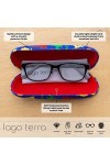 LAGO TERRA Étui à lunettes rigide imprimé dinosaure, bleu, M