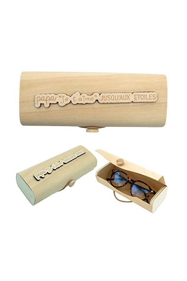 Ernestine - Étui à lunettes papa unique en bois - cadeau fête des pères - cadeau personnalisable hommes tendance - boitier à 