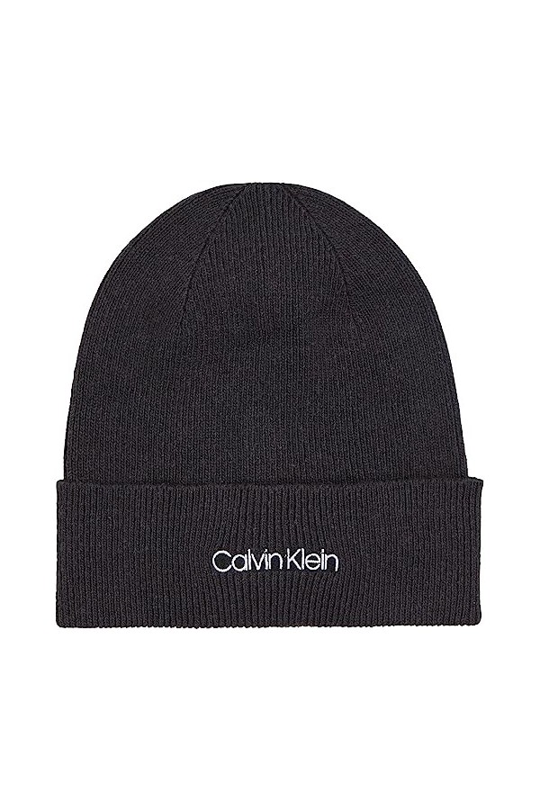 Calvin Klein Bonnet Femme Essential Knit Beanie 5 % Cachemire, Noir CK Black , Onesize