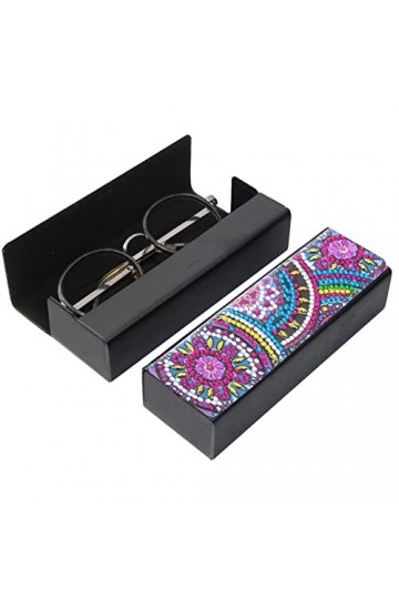 LICHENGTAI Étui à Lunettes avec Strass en Cristal, Diamant Peinture étui à Lunettes Unisexe Portable étui à Lunettes de Solei