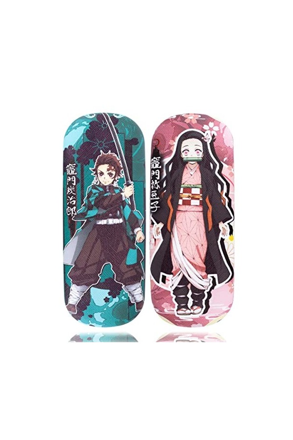 Roffatide Anime Demon Slayer Tanjirou Nezuko Etui à Lunettes 2 Pièces Hard Shell Eyeglasses Case Etui protecteur portable pou