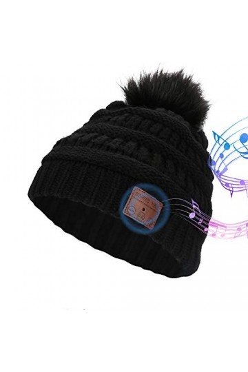 LINGSFIRE Bonnet Bluetooth pour Femme - Chaud dhiver tricoté sans Fil - Casque Amovible avec Pompon - Lavable - Convient pou