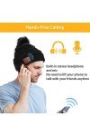 LINGSFIRE Bonnet Bluetooth pour Femme - Chaud dhiver tricoté sans Fil - Casque Amovible avec Pompon - Lavable - Convient pou