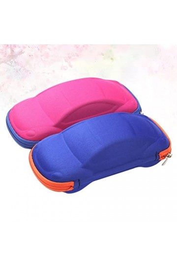 TOPBATHY Lot de 2 étuis à lunettes en EVA en forme de voiture pour enfants avec fermeture éclair couleur aléatoire , coloré,