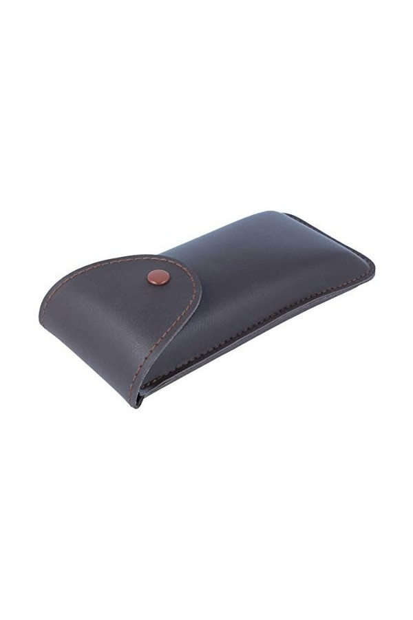 Grand étui à lunettes robuste avec rabat et clip Marron