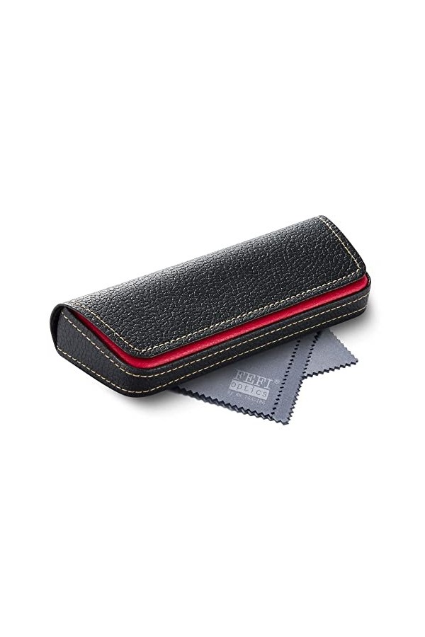 FEFI - Étui à lunettes élégant au look cuir bicolore, vert, M