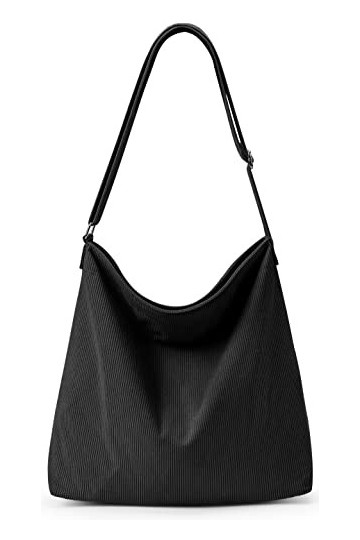 KALIDI Sac fourre-tout en velours côtelé avec sac à bandoulière étanche à fermeture éclair avec poches sacs à bandoulière déc