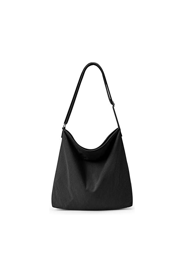 KALIDI Sac fourre-tout en velours côtelé avec sac à bandoulière étanche à fermeture éclair avec poches sacs à bandoulière déc