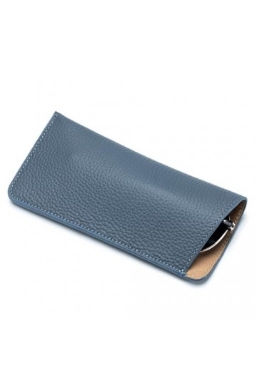 Étui à lunettes de soleil et étui à lunettes en cuir véritable pour homme et femme, bleu, taille unique