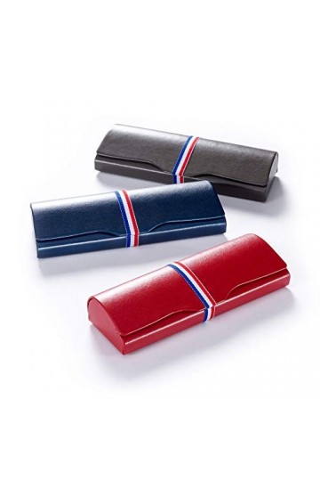 FEFI Élégant étui à lunettes rigide avec bande décorative tricolore